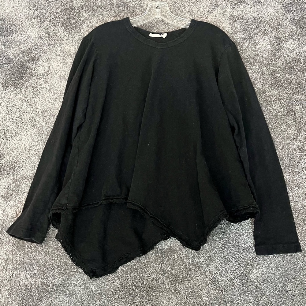 WILT Long Sleeve Lace-Asymmetrical Hem Blouse
